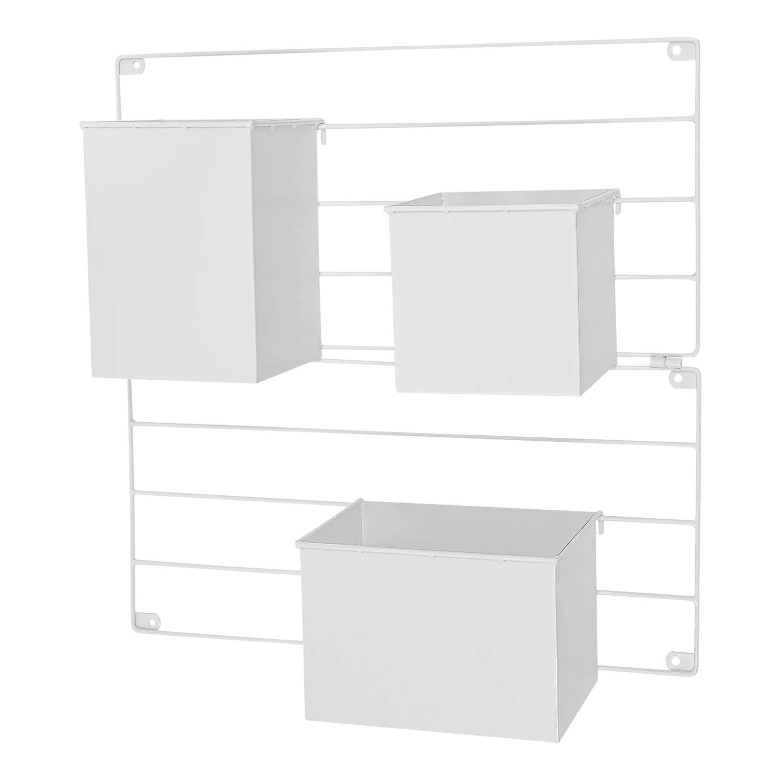 White, Wall-Mounted Plant Holder, Wall Planters with 3 Flower Pots, Wall-Mounted Grid with Flowerpots, Indoor Plant Pot Growing
