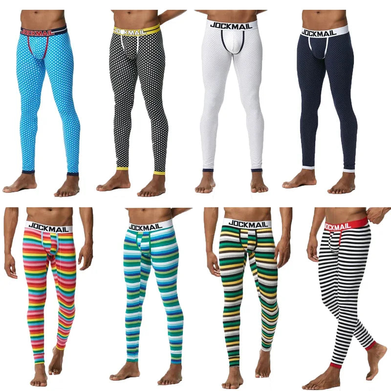 Men's Thermo Underwear Fashion Men Thermal Long Johns Mens Underwear Cotton Striped Print Warm Male Leggings Pants Autumn Winter