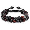 Men Triple Protection Stone Bead Bracelet Double Layers Tiger Eye Hematite Obsidian Rope Wrap Bracelet Handmade Jewelry Gift