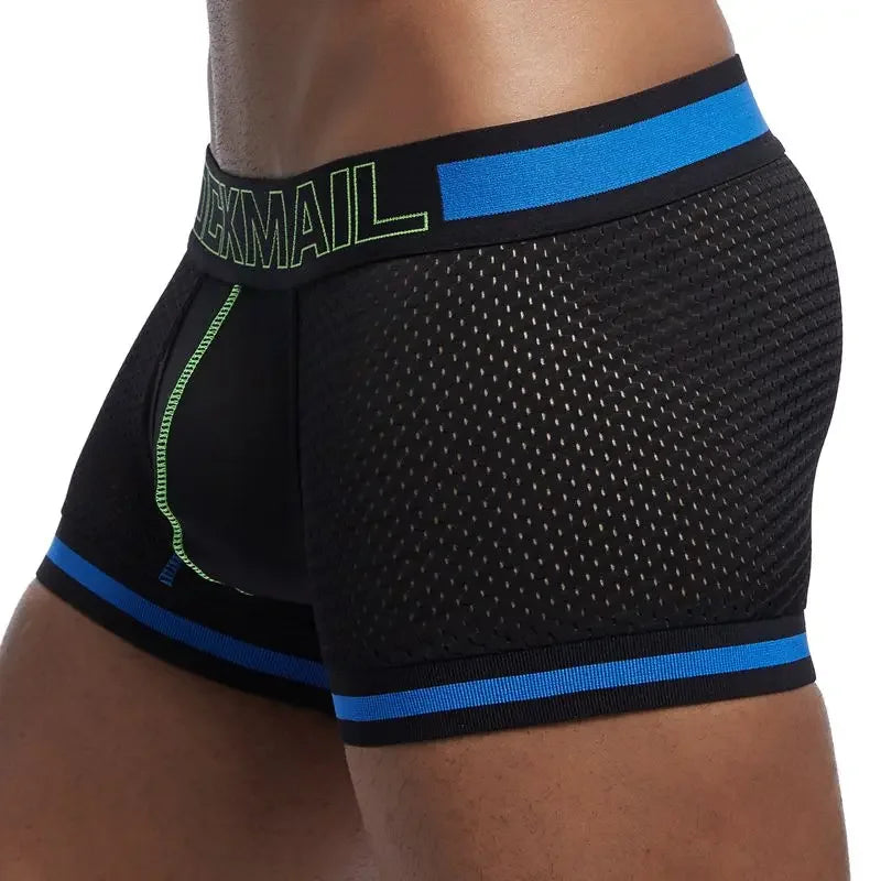 Brand men boxer sexy men underwear cueca boxer Men Mesh Shorts Men's Clothing boxers Nylon Fitness Elastic pants leg design