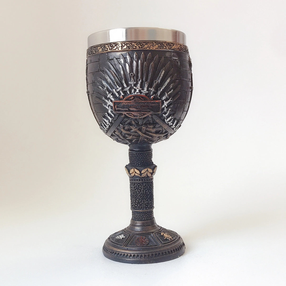 3D Goblet Cup Mini Beer Mug  Coffee Mugs Wine Glass Resin Stainless Steel Iron Tankard Sword  Dragon Wolf Map Drinkware Viking
