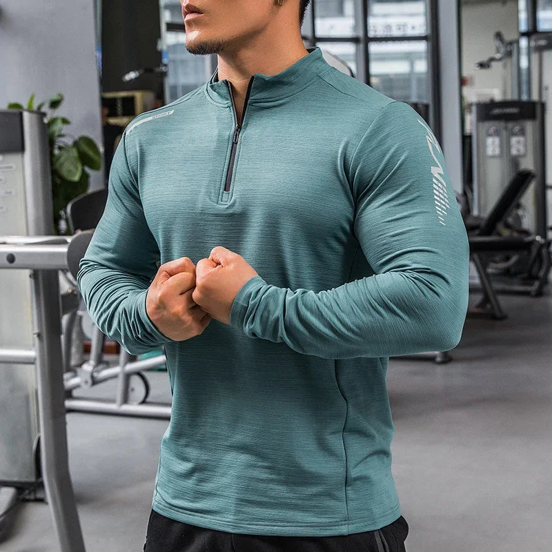 Mens Gym Compression Shirt Male Rashgard Fitness Long Sleeves Running Clothes
