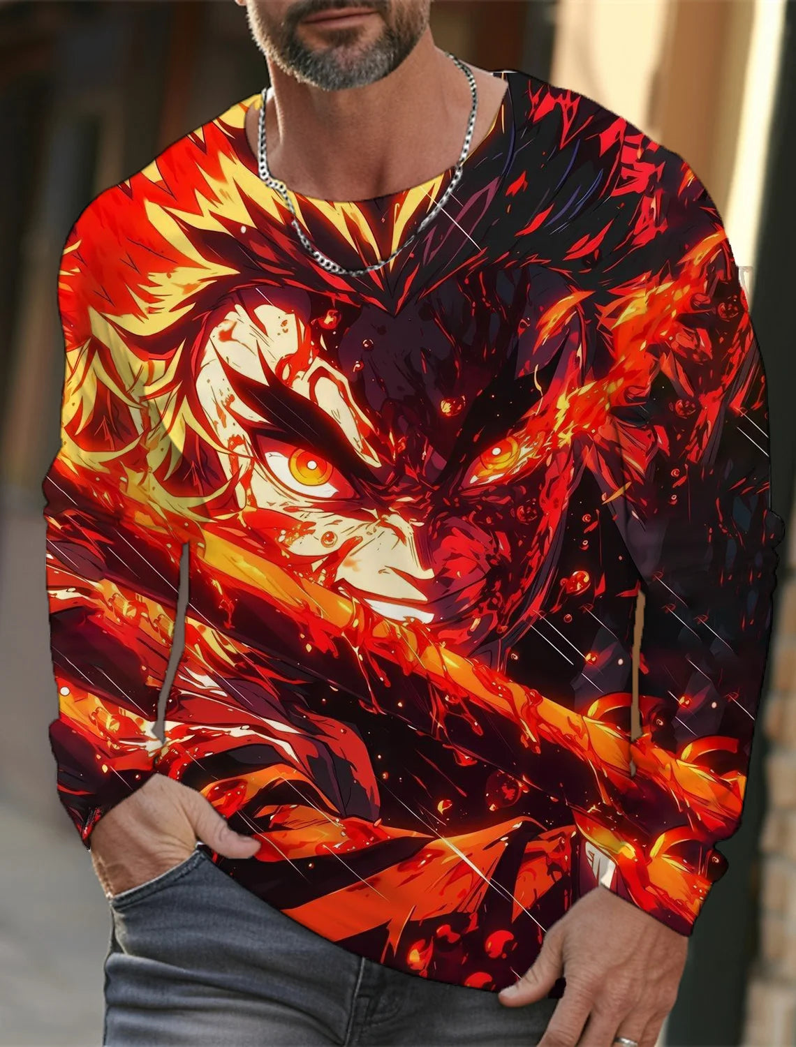 Men's long-sleeved T-shirt 3D printing anime printing men's long-sleeved T-shirt autumn tops HD pattern printing T-shirt