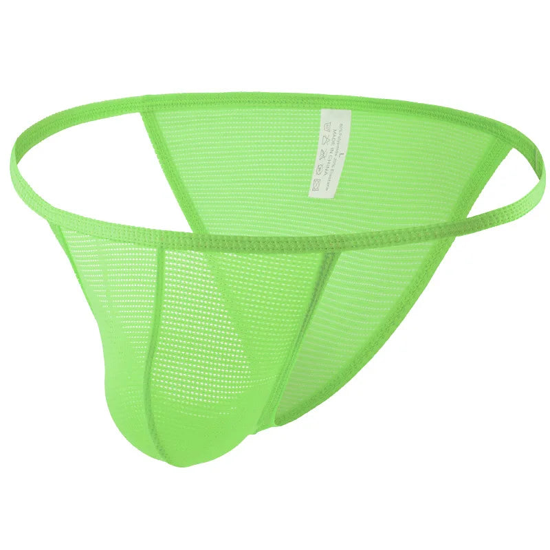 Solid color simple men's U convex bag mesh underwear low waist high fork half hip wrap comfortable small triangle CMF038