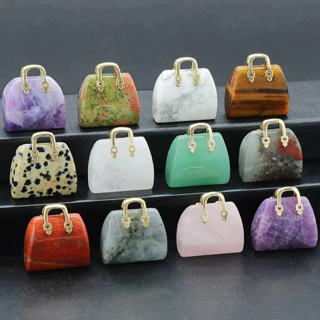 Crystal Handbag Gemstone Pendant Necklace