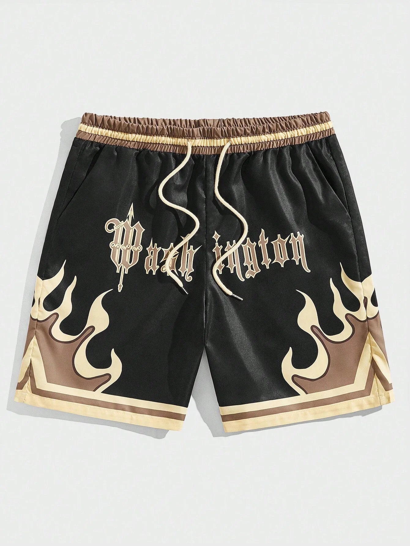 Premium 3D Printed Men's Hawaiian Shorts - Ultra Casual Flame Pattern for Summer Vacation and Sport Fashion