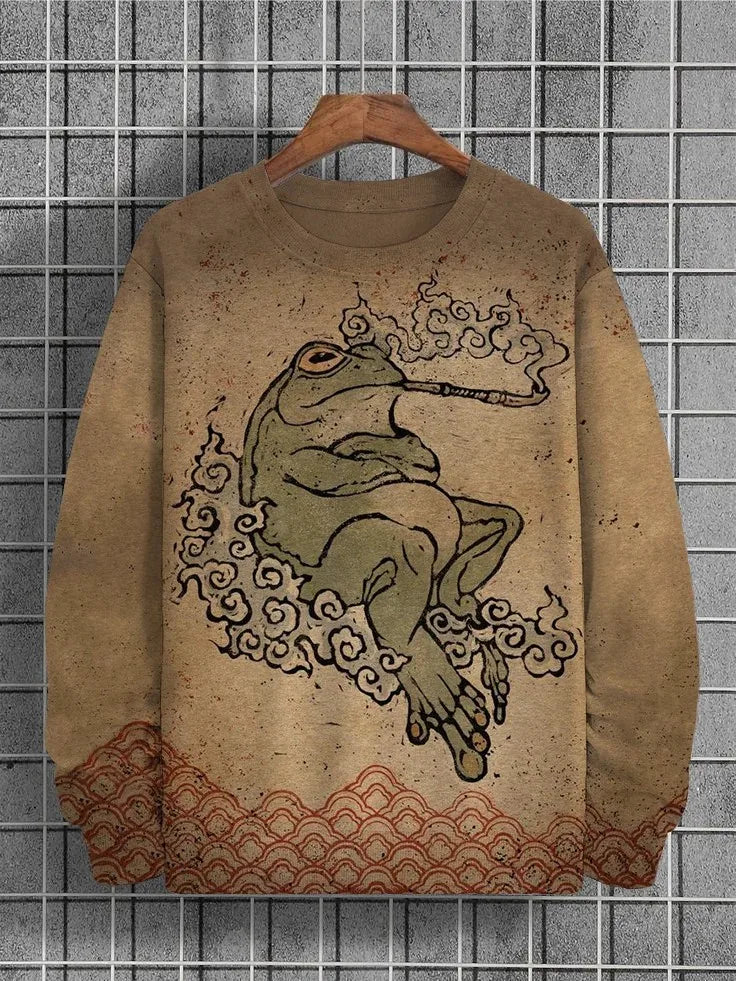 2025 Men's Animal Sweatshirts Long Sleeve Sweatshirt Crew Neck Fashion 3D Printed Japanese Art Prints Casual Sweatshirts