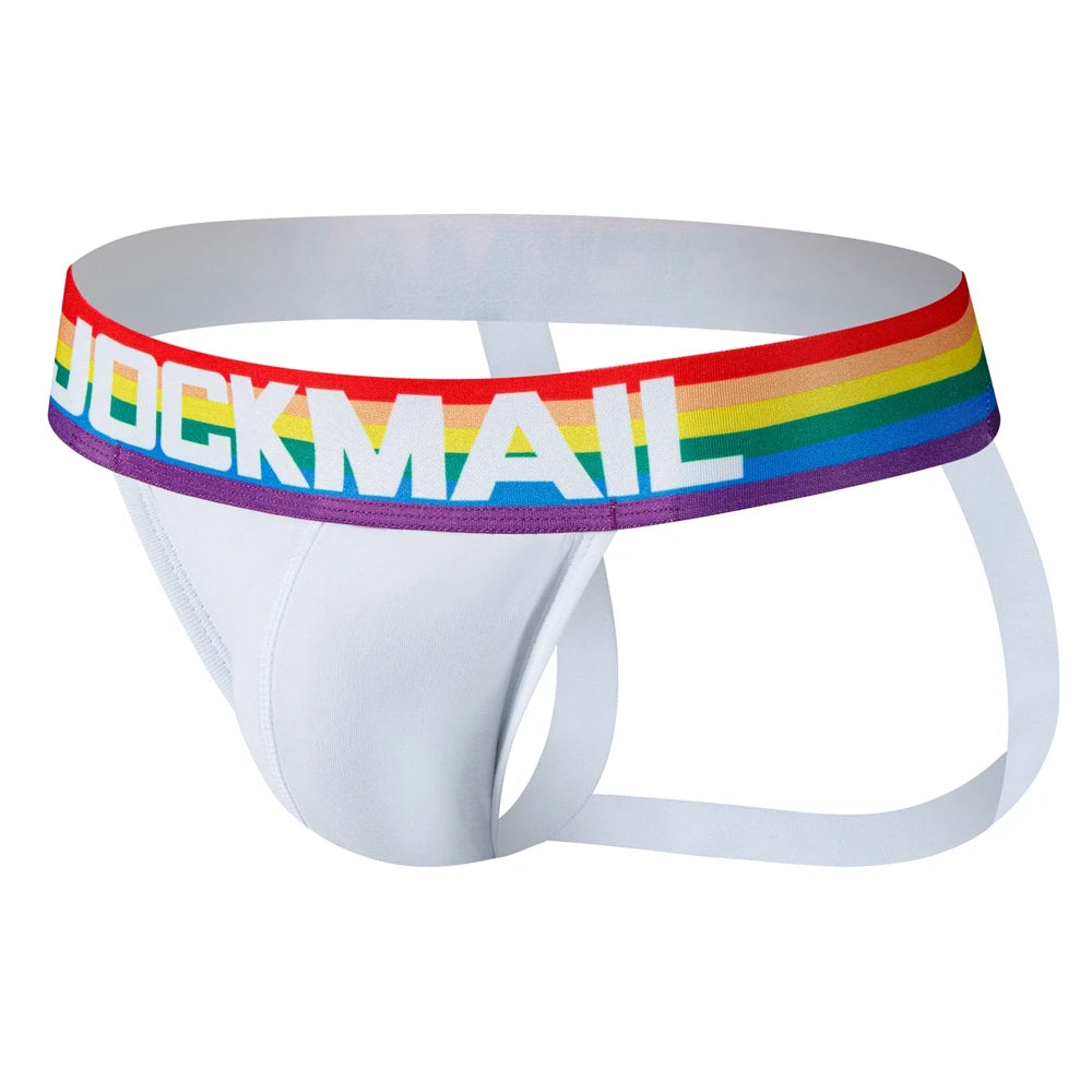 2pcs/Lot Men Underwear Jockstrap Thong Cotton Rainbow Sexy Sissy Mens Briefs Tangas De Homrbre Cueca Gay Underwear Breathable