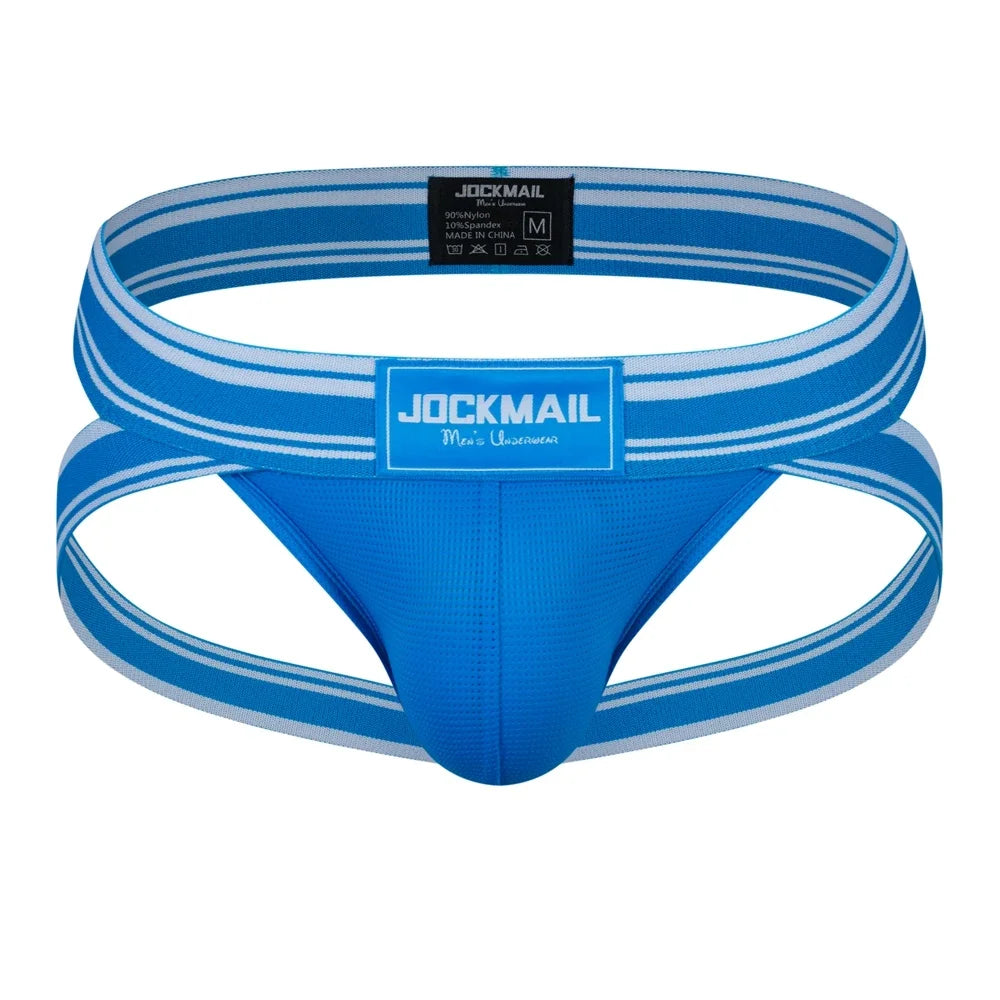 JOCKMAIL Men Jockstrap Thong  Mens Bikini Briefs Sexy Gay Underwear Nylon Mesh Hip Lift Mesh Quick Dry Sports Wear Panties