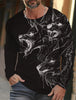 2024 new men's long-sleeved t-shirt 3d printed high-definition wolf animal print men's autumn tops casual round neck t-shirt