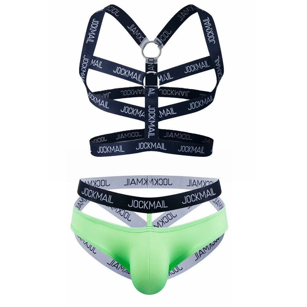 Sets Men Body Bondage Lingerie Sexy Harness Bodysuit and Jockstrap Gay Underwear Mens Lingerie Sissy Panties Costume Hombre