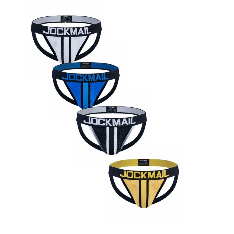4PCS Sexy Jockstrap Men Underwear Penis Pouch Brief Underpants Gay Men's Bikini Slip Tanga String Thong Breathable Low Waist