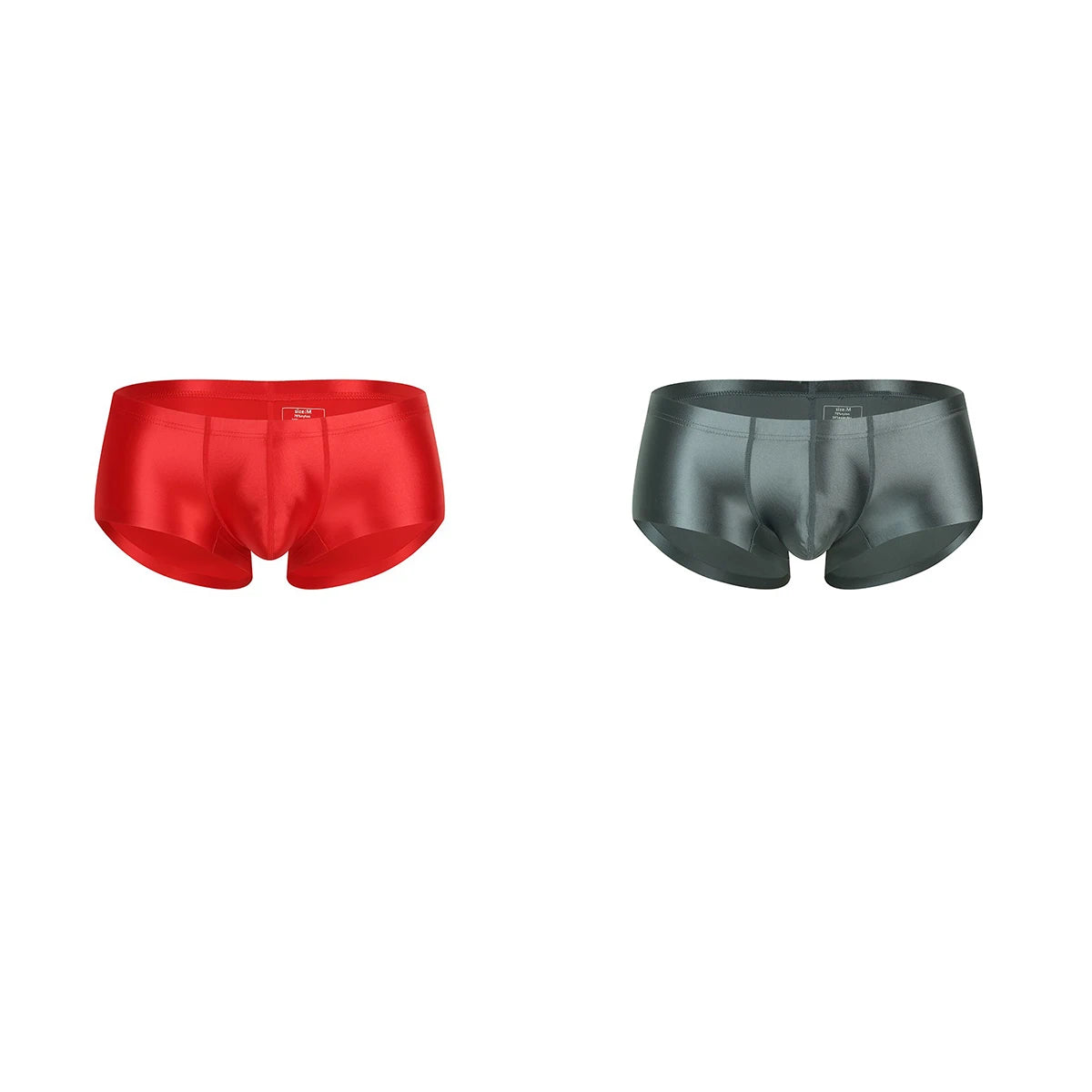 Men's Underwear Solid Color Shiny Silk-Smooth Boxer Shorts Low-Rise U-Cut Underpants