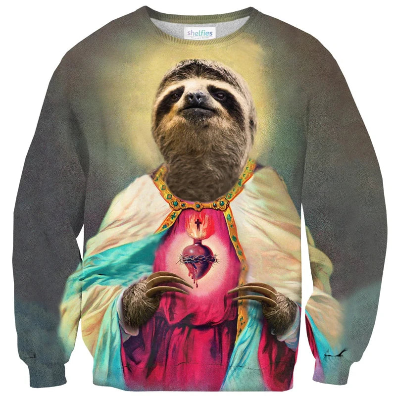 Funny Animal Pattern Sweatshirt Men's Clothing Hip Hop Cool Street Pullover Top 3D Print Cute Pig Sloth General Harajuku Hoodie