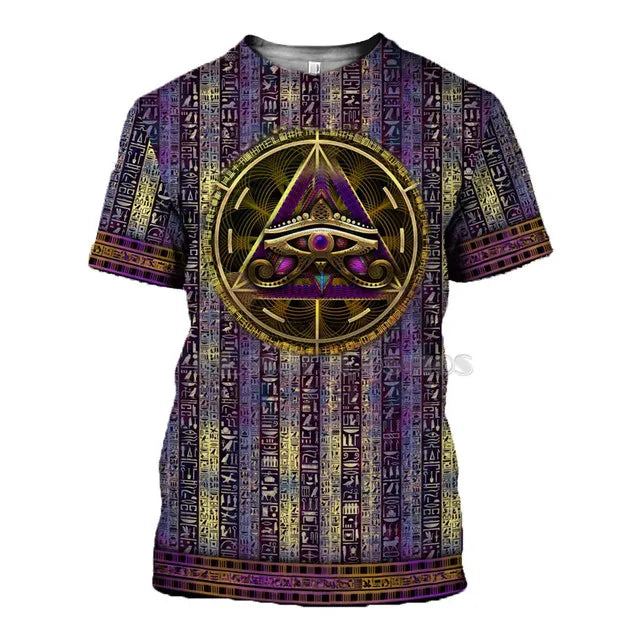 Men's Egyptian Totem 3D Printed T Shirt Summer Funny Retro Mystery Ancient Horus Harajuku Short Sleeve Streetwear