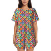 Flower Power Pajamas Spring 2 Pieces Purple Hippie Cute Pajama Sets Lady Short Sleeve O Neck Casual Custom Nightwear
