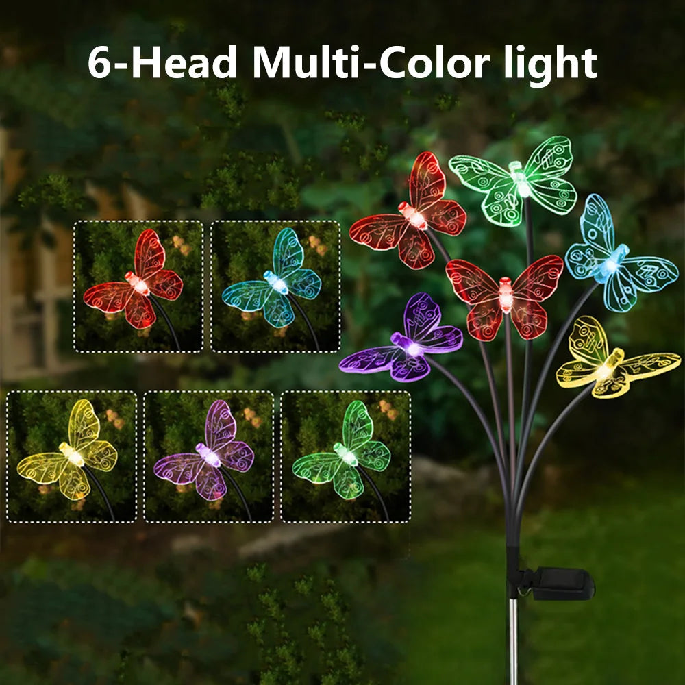 Solar LED Lights Outdoor Waterproof Garden Butterfly Sunlight LED Lamp Landscape Lawn Light Home Decor Lamp 6/8/10 Heads 조명