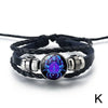 12 Constellation Gem Leather Bracelet Men Women Glass Bracele Couple Leather Multilayer Weave Birthday Gift Bangle Gem