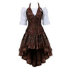 Steampunk Gothic Corset Dress Vintage Faux Leather Corset Renaissance Blouse Asymmetrical Floral Skirt Cosplay Pirate Costumes