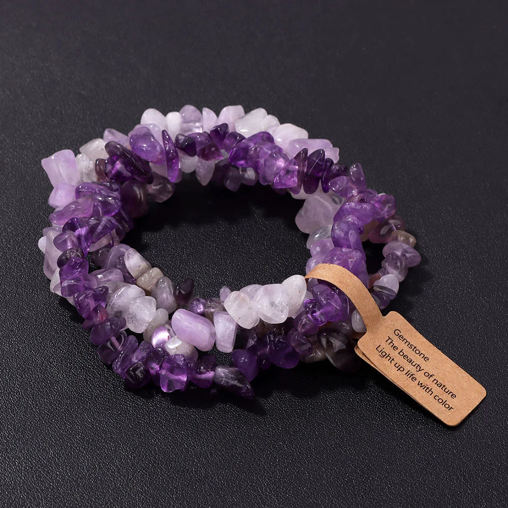 Irregular Natural Stone Bracelet Crystal Quartz Amethysts Tiger Eye Chips Gravel Beads Bracelets for Women Men Healing Jewelry