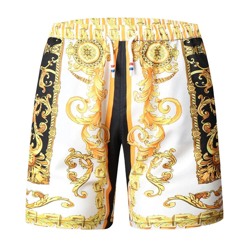 Gold Luxury Swimwear Shorts Breathable Surf Board Shorts Men's Vacation Beach Shorts Quick Dry Swimsuit Summer Sports Trunks Boy