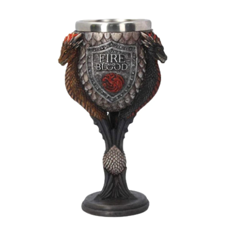 3D Goblet Cup Mini Beer Mug  Coffee Mugs Wine Glass Resin Stainless Steel Iron Tankard Sword  Dragon Wolf Map Drinkware Viking