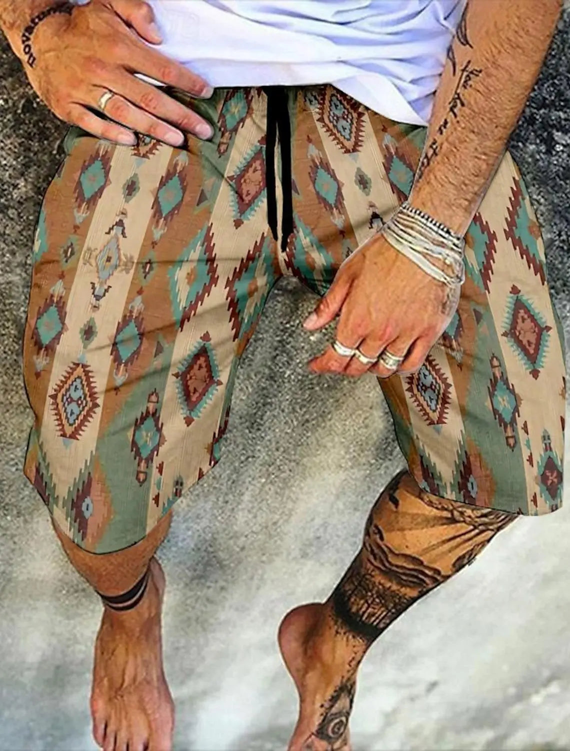 Men's Retro Swim Trunks 3D Ethnic Style Printed Beach Shorts Quick Dry Outdoor Leisure Sports Shorts Swimwear Men's Shorts