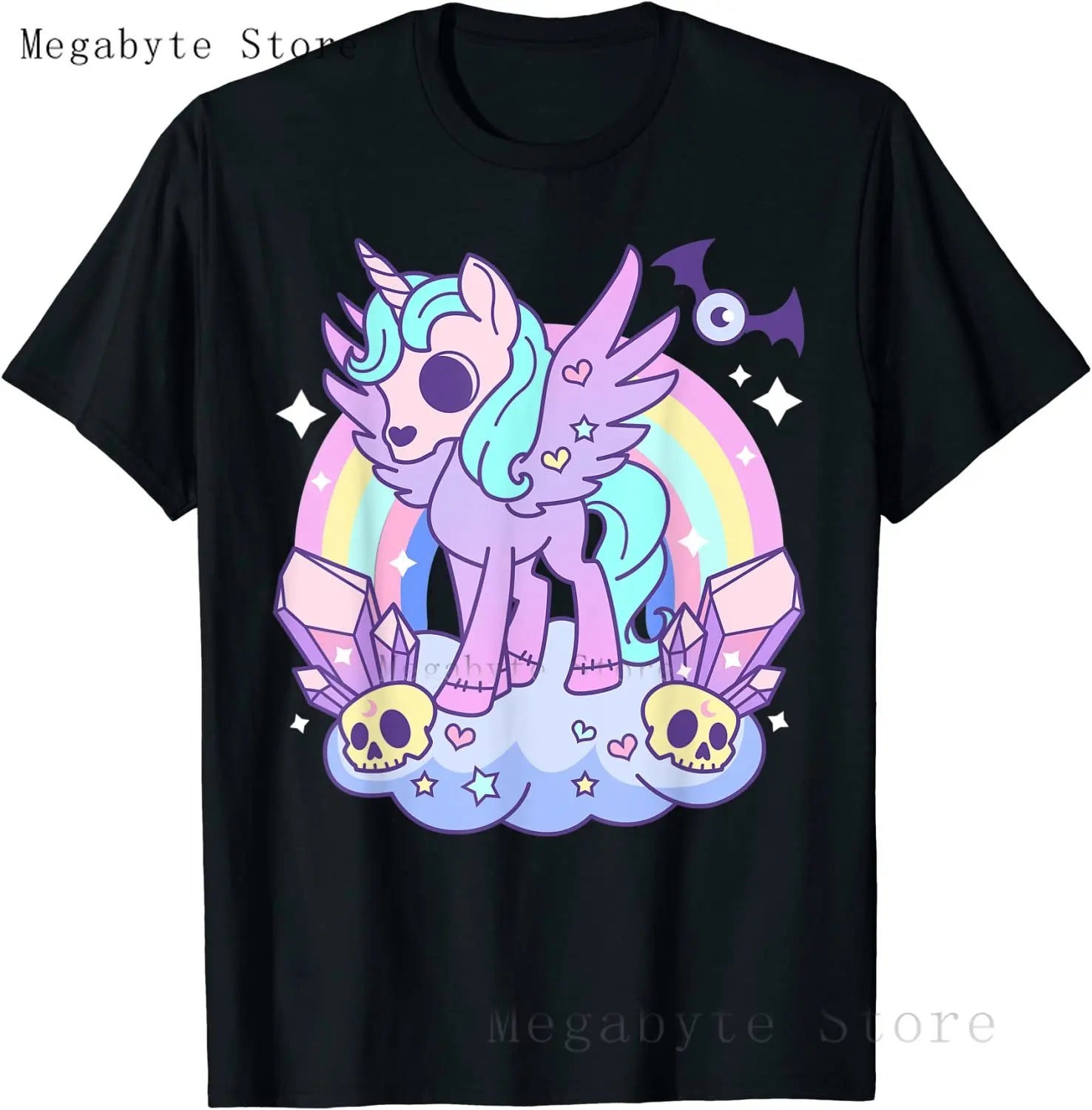Skull and Crow Goat Retro Aesthetic Pastel Goth Art T-Shirt Women Kawaii Anime Clothes Hombre Camisetas Tops Vintage Men T Shirt