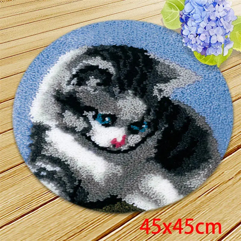 Cute Bear Carpet Embroidery Latch Hook Kit Cartoon Animal Undefined Latch Hook Rug Button Pad Package Smyrna Package Carpet DIY