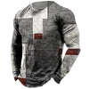 Vintage Men's Long Sleeve T-shirt Tops Plaid Print Autumn Oversized Sweatshirt Male O-neck Casual Daily Streetwear Men Clothing