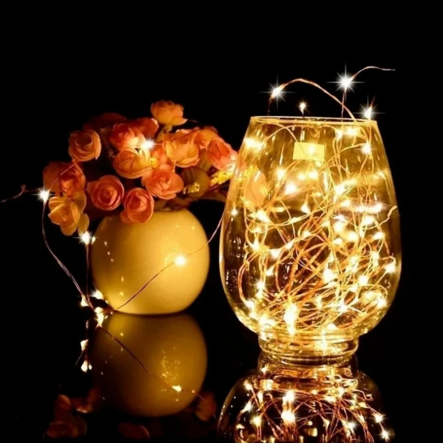 1/5/20M USB LED String Lights Copper Silver Wire Garland Light Waterproof Fairy Lights For Christmas Wedding Party Decoration