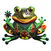 Eye-catching Metal Art Frog Wall Decor Colorful Iron Art Frog Sculpture Frog Hanging Ornament for Outdoor Home Yard Garden Fence