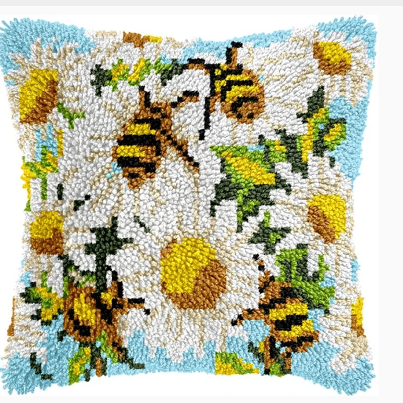 Flower Latch Hook Kit Cute Knooppakket Kussen Knopen Pillow Button Smyrna Knooppakket Needlework Button Packagek Linkhaak Kussen
