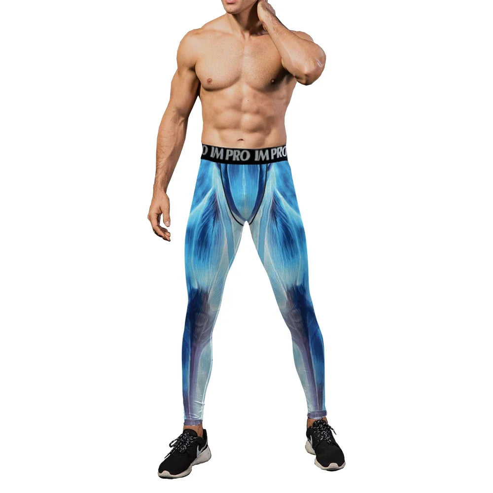 VIP FASHION 3D Muscle Printed Compression Leggings Gym Clothing Men Running Tights Jogging Pants Anime Party Cosplay Costume