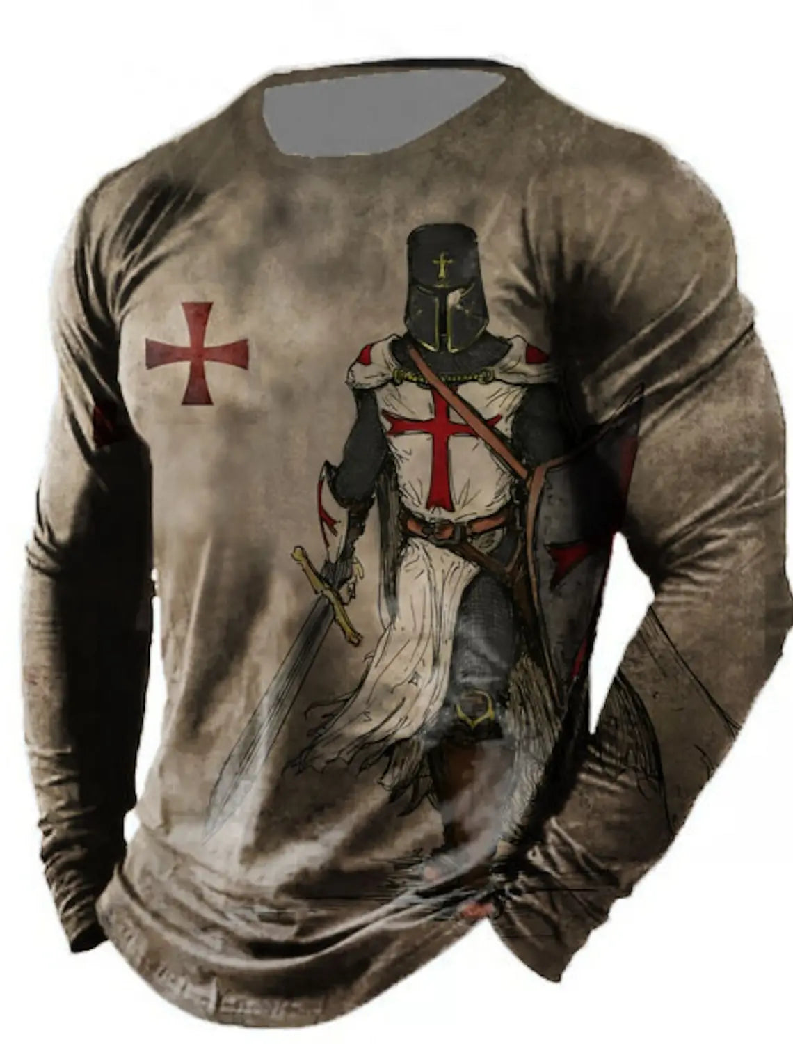 Men's Tshirt Tee Distressed Graphic Prints American Flag National Flag Crew Neck Outdoor Street Long Sleeve Print Clothing