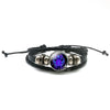 New Men 12 Constellation Black Braided Leather Bracelet Punk Style Zodiac Sign Multilayer Weave Wrap Bracelet For Birthday Gifts