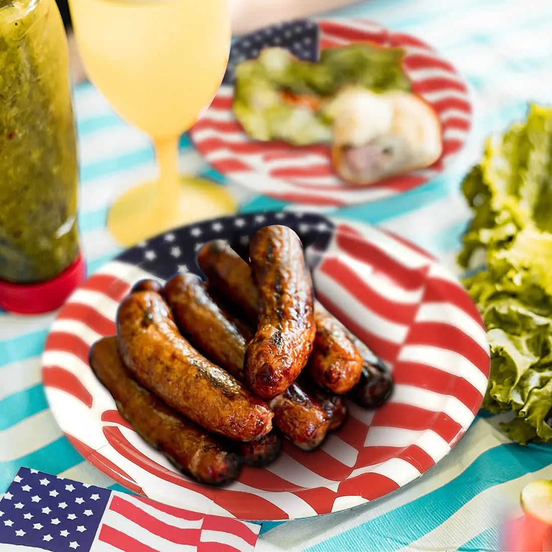 Independence Day Party Supplies American Flag Tableware USA Plates, Cups, Napkins, Forks, Spoons For 4th Of July USA Party Decor