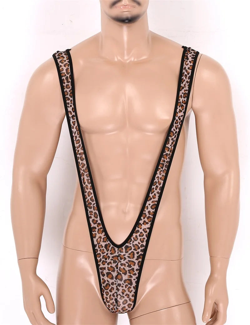 CLEVER-MENMODE Men's Sexy Bodysuit V-shaped Suspender Jumpsuit Erotic Lingerie G String Panties Thong Sissy Fetish Nightwear