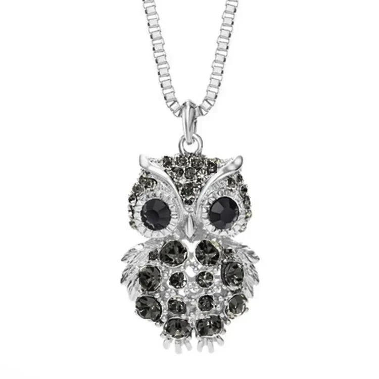 2024 New Korean Cute Sweater Chain Crystal Owl Necklace Long Women's Autumn and Winter Clothes Pendant Accessories