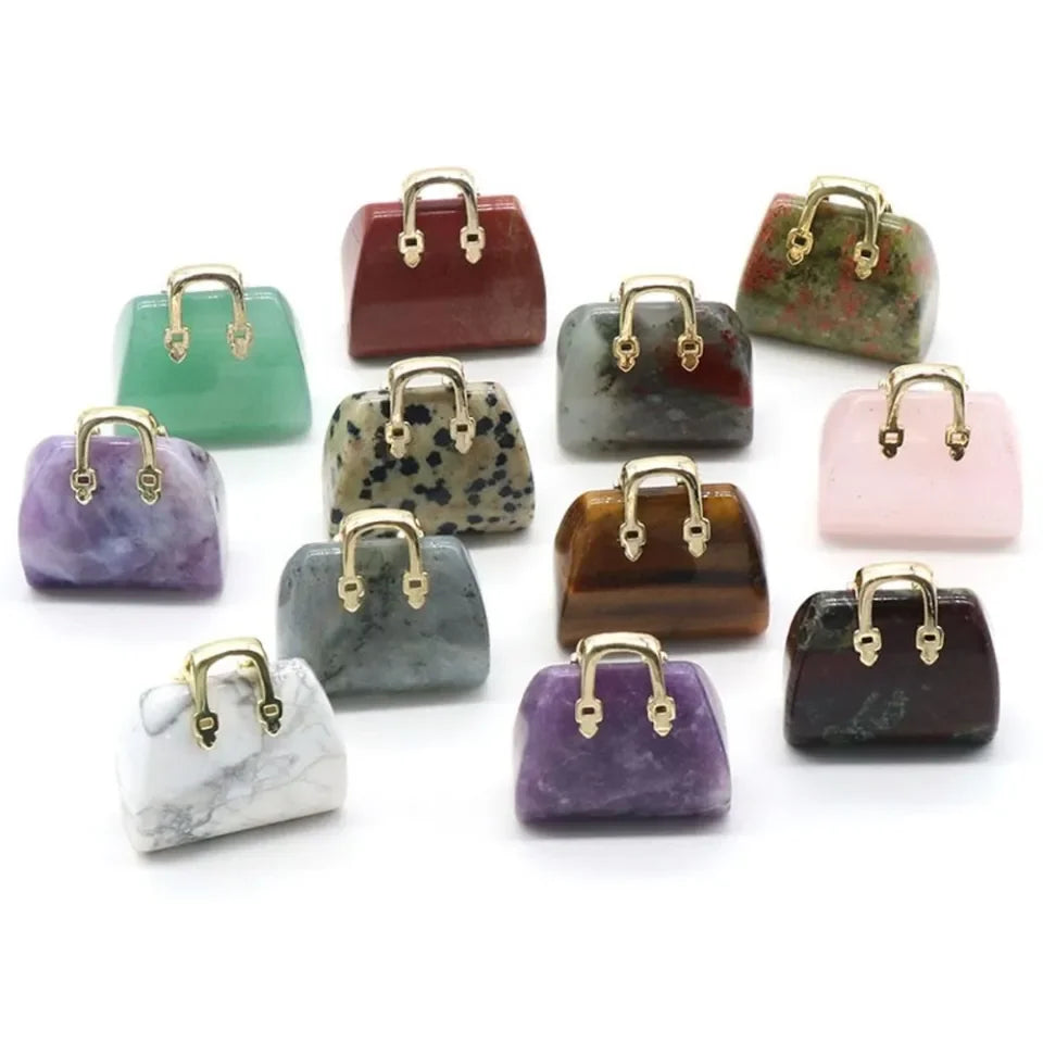 Crystal Handbag Gemstone Pendant Necklace