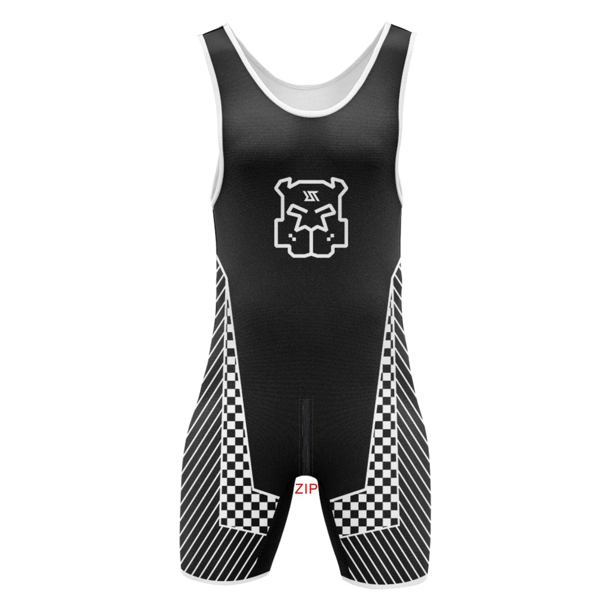 Men’s Zip-Front & Back Wrestling Singlet – Sleeveless Compression Bodysuit | Breathable Stretch Fit | Powerlifting, Gym & Performance One-Piece