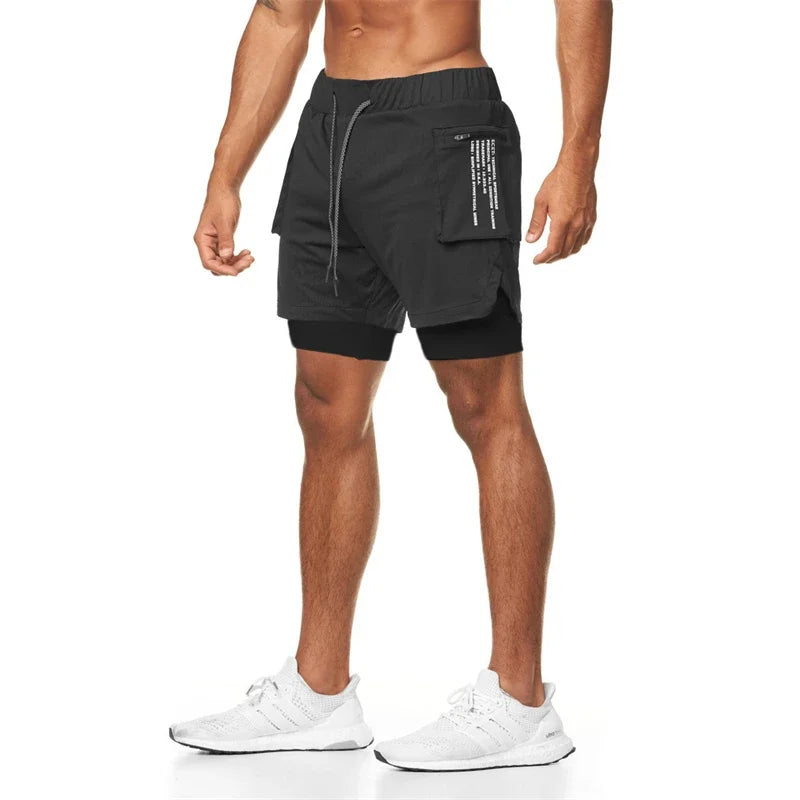 2025 Sport Shorts Men Sportswear Double-deck Running Shorts 2 In 1 Beach Bottoms Summer Gym Fitness Training Jogging Short Pants