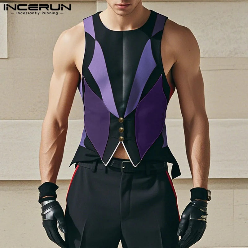 INCERUN Summer Sleeveless Sexy Men Tank Tops Printed Tops Tee Fashion Men's Clothing  Streetwear Oversize S-5XL