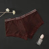 Men's Transparent Boxers Mesh Striped Underwear Low Waist Ultra-Thin Bikini Sexy Breathable Underwear Summer 3d Crotch Boxer