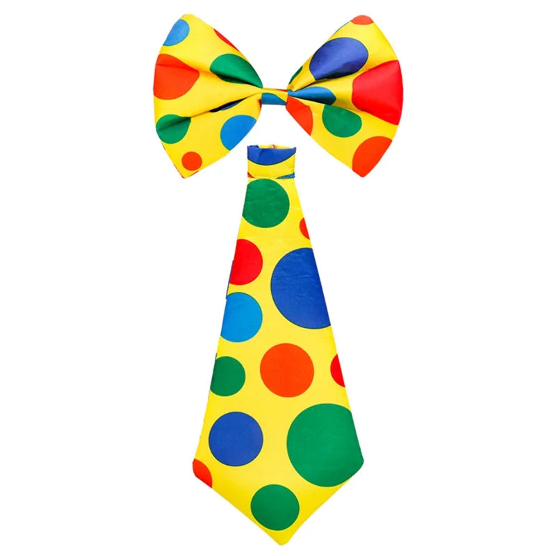 Colorful Polka-Dot Clown Tie or Bow Tie