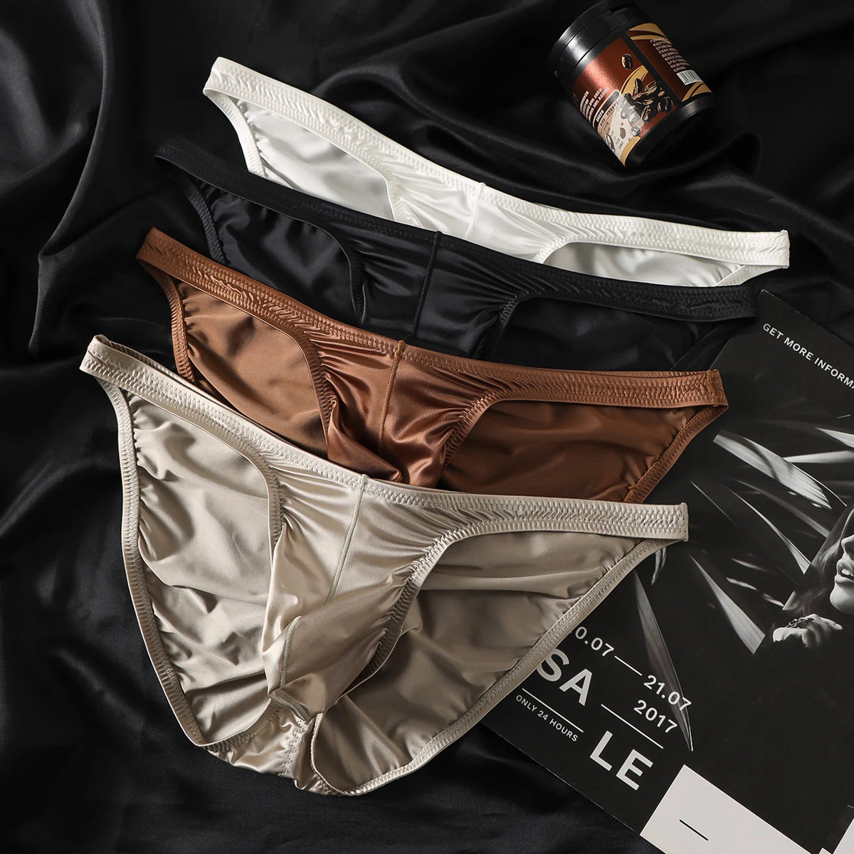 Men's Low Rise Gym Briefs Smooth Satin Sport Training Underwear Bodybuilding Ultra Thin Quick Dry Fitness Workout Butt-lifting