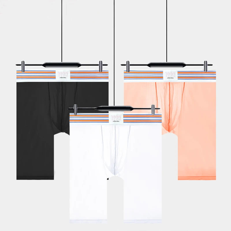 1/2/3PCS Men's Ice Silk Boxers Transparent Boxers 0.01 Ultra-thin Fabric See Through Underpants Seamless Underwear Boxer Shorts
