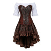 Steampunk Gothic Corset Dress Vintage Faux Leather Corset Renaissance Blouse Asymmetrical Floral Skirt Cosplay Pirate Costumes