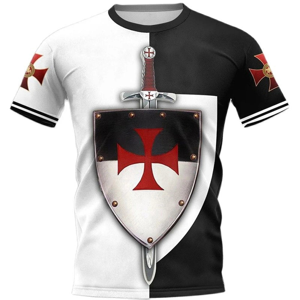 Fashion Retro Knights Templar 3D Printed Men's T-Shirts Summer Casual Streetwear Couple Tees Short Sleeve Tops Drop Shipping 5XL