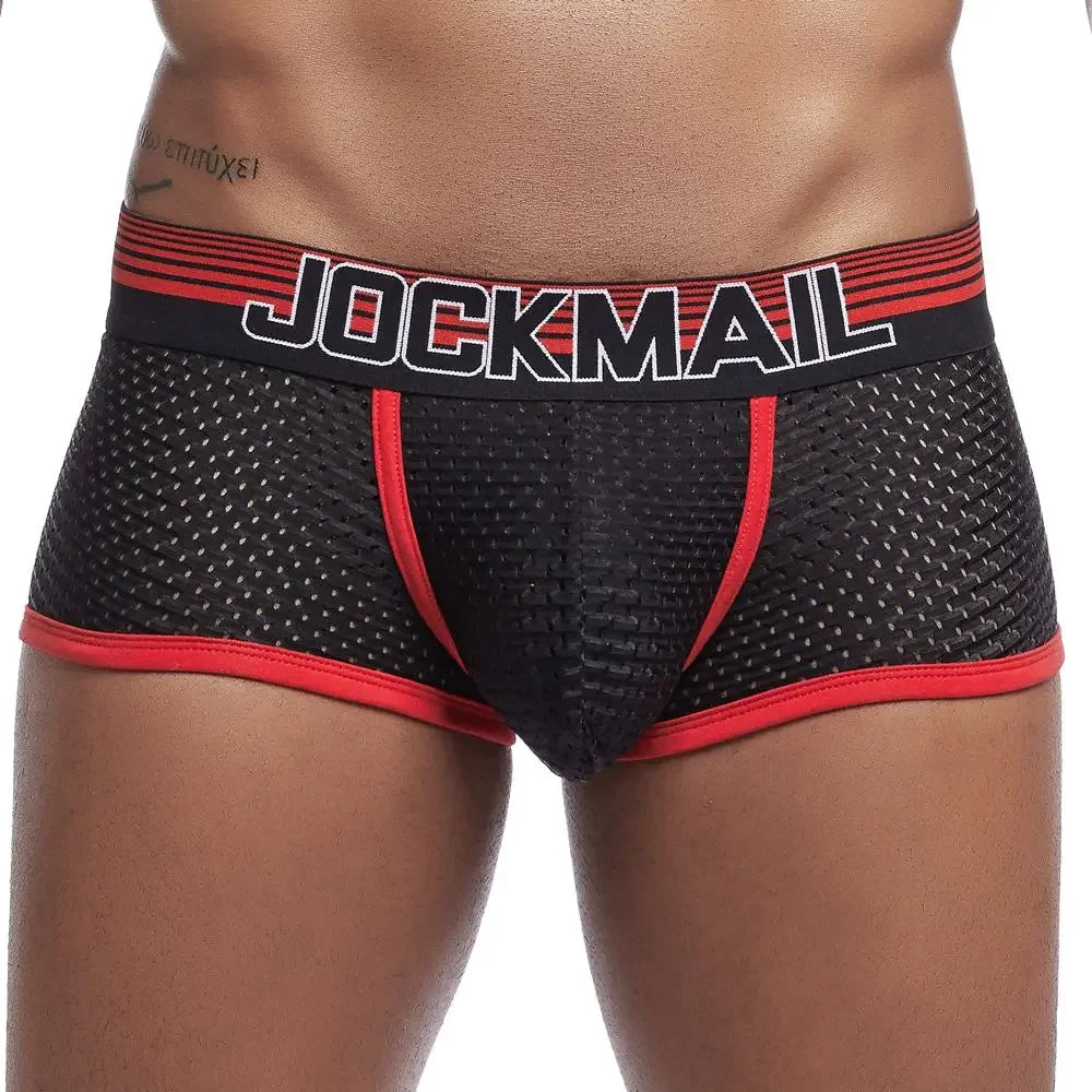 JOCKMAIL Mens Boxer Sexy Underwear Soft  Underpants Male Panties 3D Pouch Boxer Shorts Pants Short Mesh Breathable Quick Drying